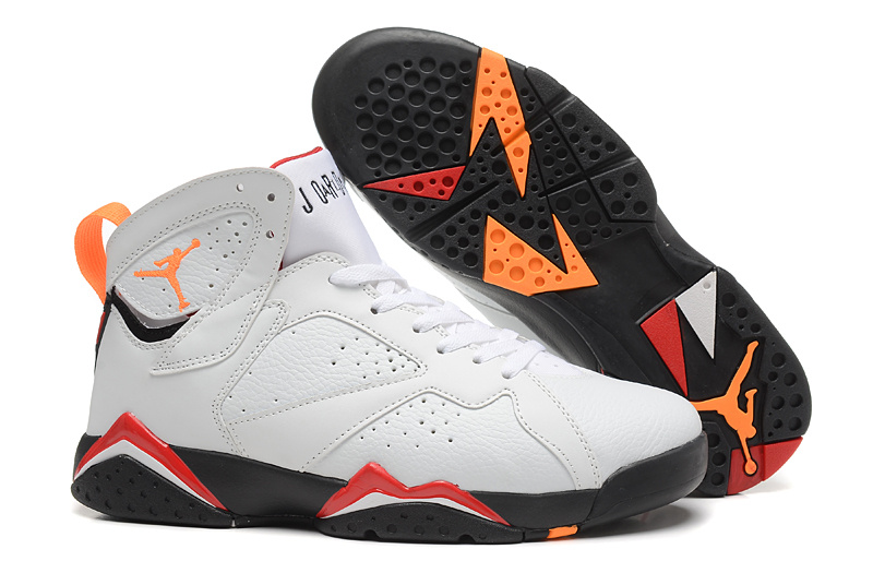 New Air Jordan 7 Retro White Orange Red Black Shoes - Click Image to Close