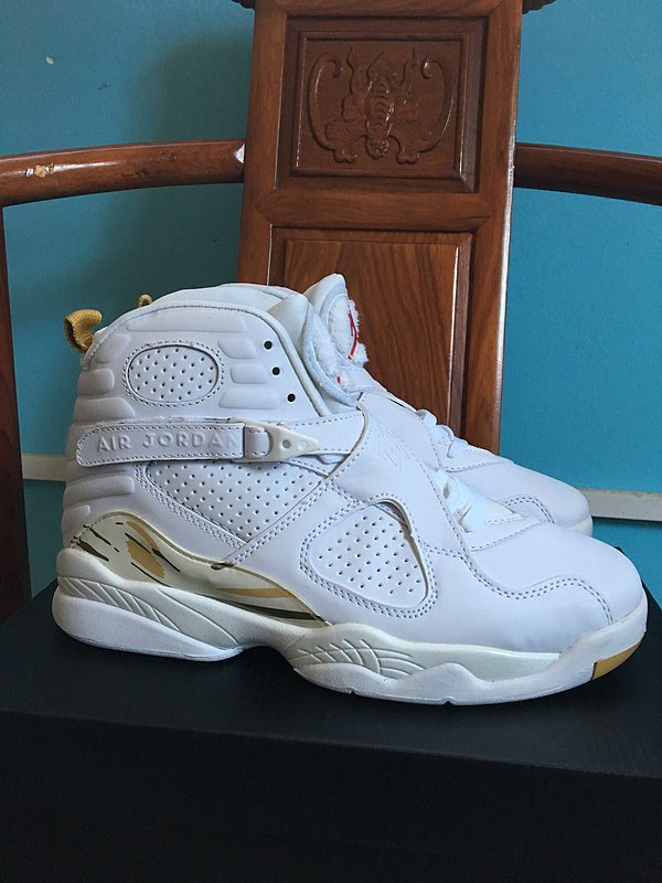 New Air Jordan 8 Retro White Gold Shoes