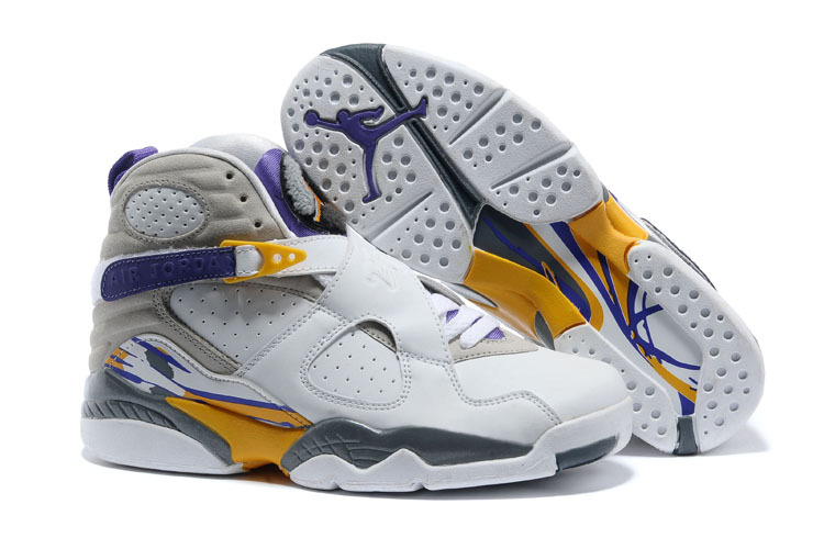 New Air Jordan 8 White Grey Orange Blue - Click Image to Close