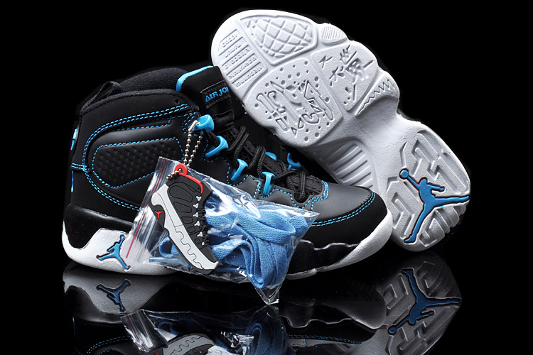 2013 Jordan 9 Black Blue White For Kids - Click Image to Close