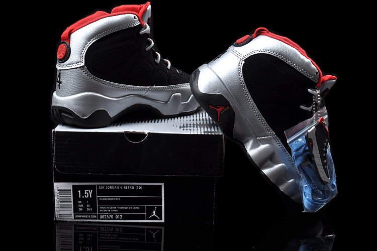 2013 Jordan 9 Black Silver Red For Kids