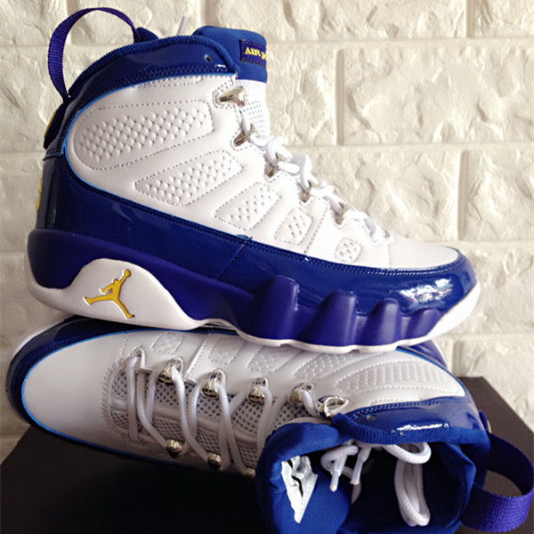 New Air Jordan 9 Retro White Blue Yellow Jumpman Shoes - Click Image to Close