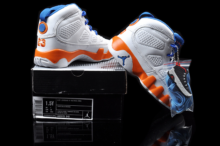 2013 Jordan 9 White Blue Orange For Kids