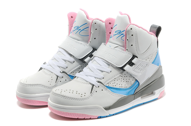 New Air Jordan Flight 4.5 Grey Pink Blue Shoes - Click Image to Close