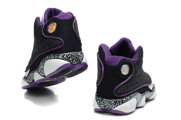 Latest Air Jordan Retro 13 Black White Purple Shoes - Click Image to Close