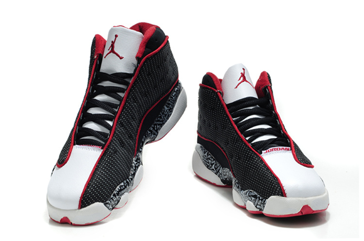 Latest Air Jordan Retro 13 Black White Red Shoes - Click Image to Close