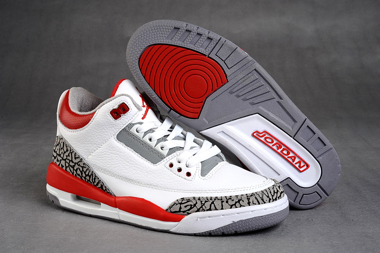 white grey and red jordans