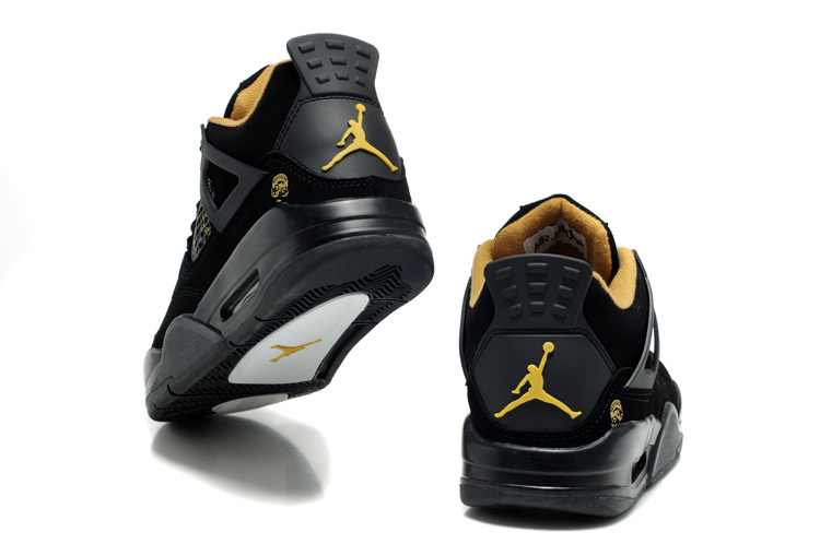 Air Jordan Retro 4 Black White Logo Shoes - Click Image to Close