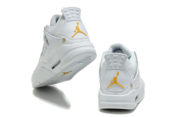 Air Jordan Retro 4 White Yellow Logo Shoes - Click Image to Close