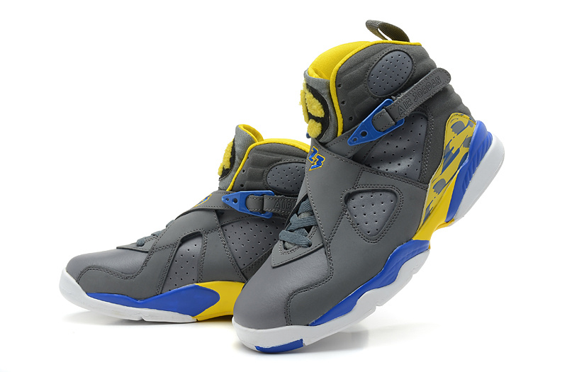 2013 Air jordan 8 Grey White Blue Yellow Shoes