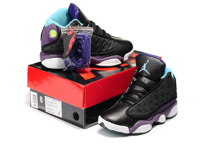 New Ar Jordan 13 Black Purple Shoes For Women