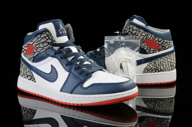 red white and blue jordans 1