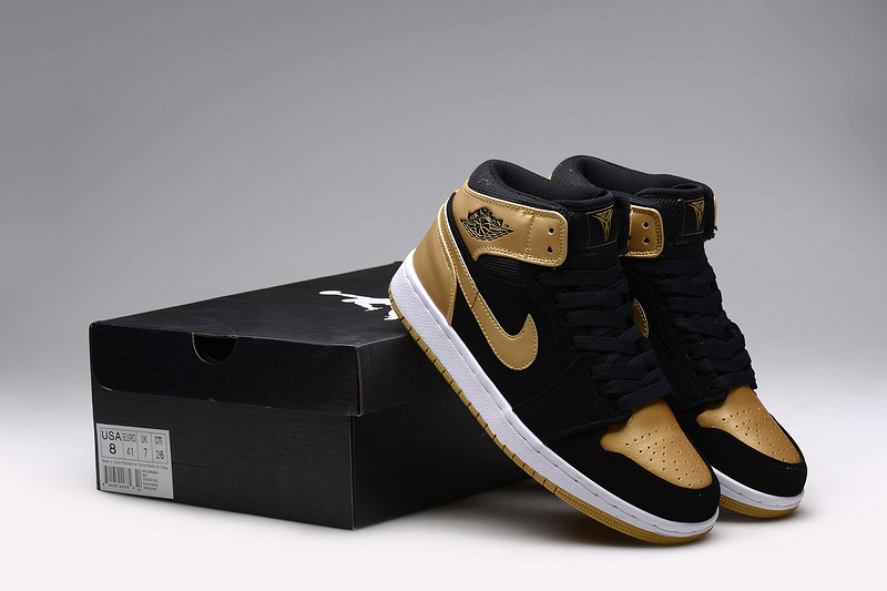 New Original Jordan 1 Retro Anthony Black Gold Shoes