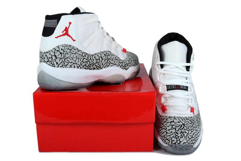 New Arrival Jordan 11 White Grey Cement Shoes - Click Image to Close