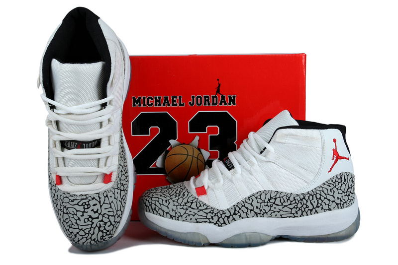 New Arrival Jordan 11 White Grey Cement Shoes - Click Image to Close