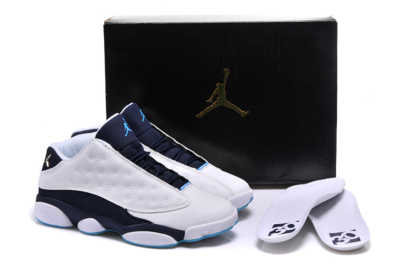 New Jordan 13 GS White Blue Shoes For Women - Click Image to Close