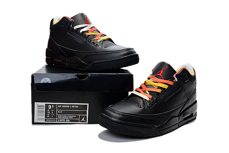 New Jordan 3 Retro Black Colorful Shoes - Click Image to Close