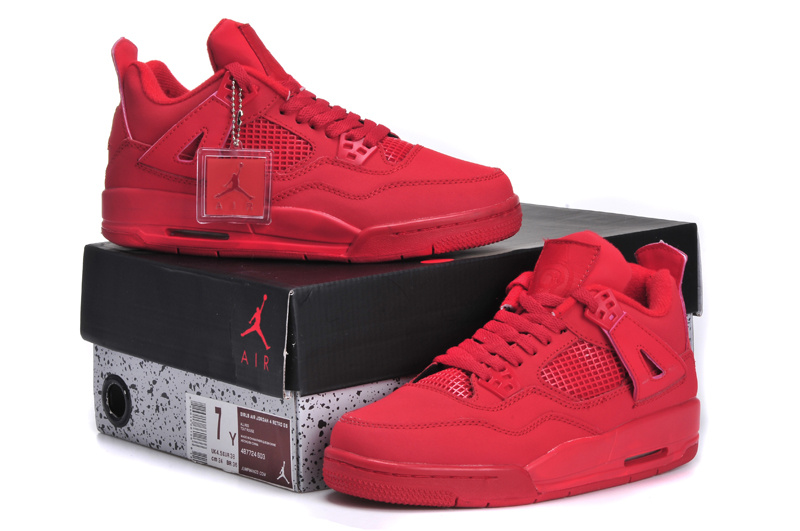 New Arrival Jordan 4 All Red Shoes For Women - Click Image to Close