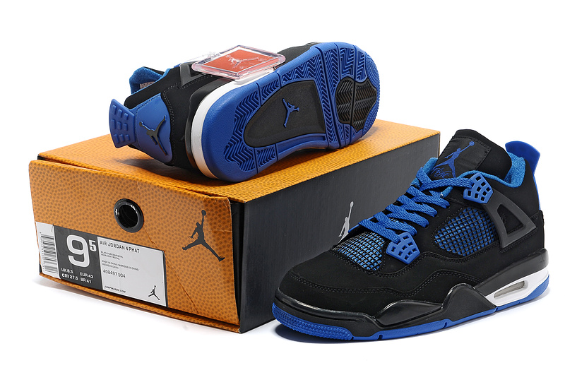 2013 Air Jordan 4 Black Blue Shoes - Click Image to Close