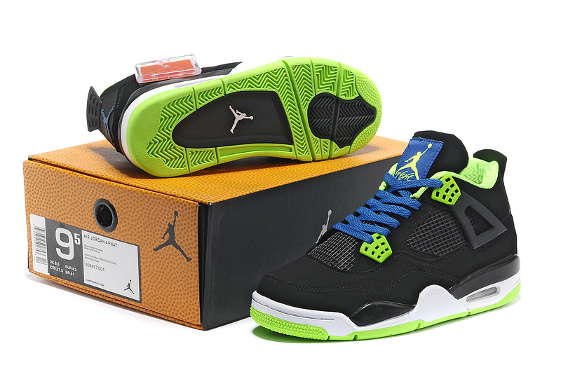 2013 Air Jordan 4 Black White Green Shoes