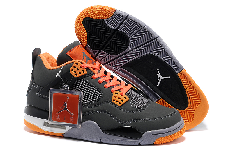2013 Air Jordan 4 Grey Orange Shoes - Click Image to Close