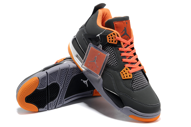 2013 Air Jordan 4 Grey Orange Shoes - Click Image to Close