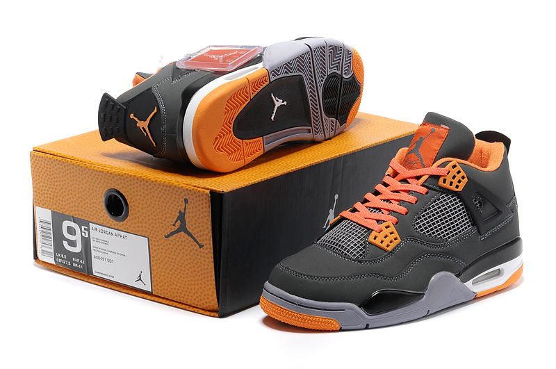 2013 Air Jordan 4 Grey Orange Shoes - Click Image to Close