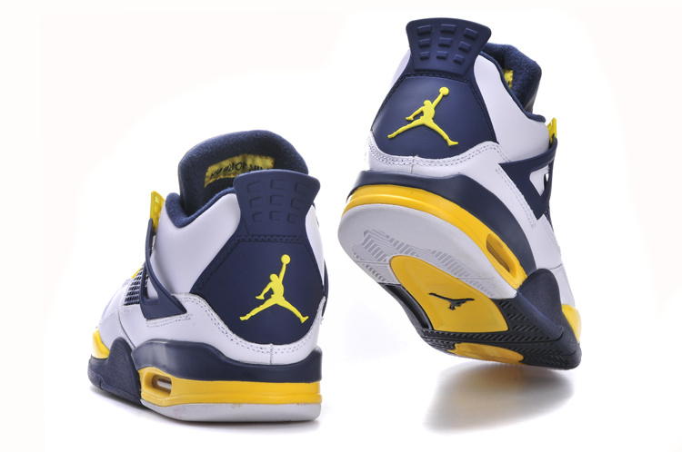 New Arrival Jordan 4 Retro White Black Yellow Shoes