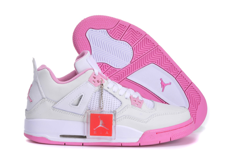 New Arrival Jordan 4 White Pink Shoes For Women - Click Image to Close
