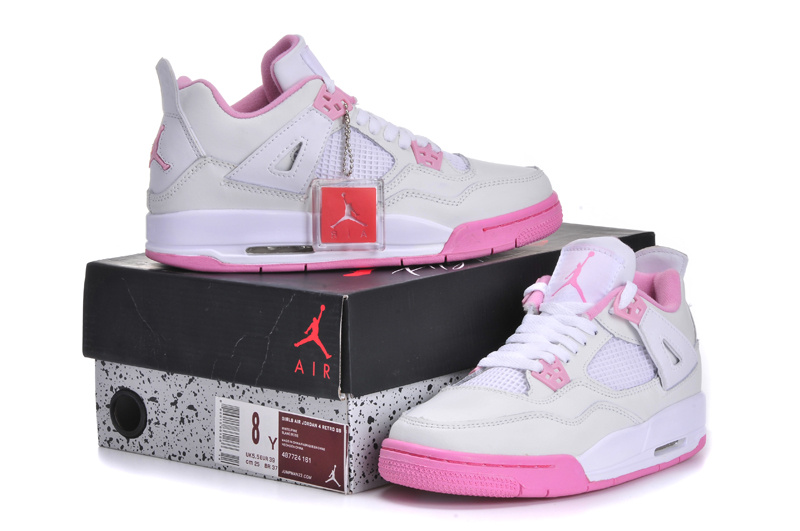 New Arrival Jordan 4 White Pink Shoes For Women