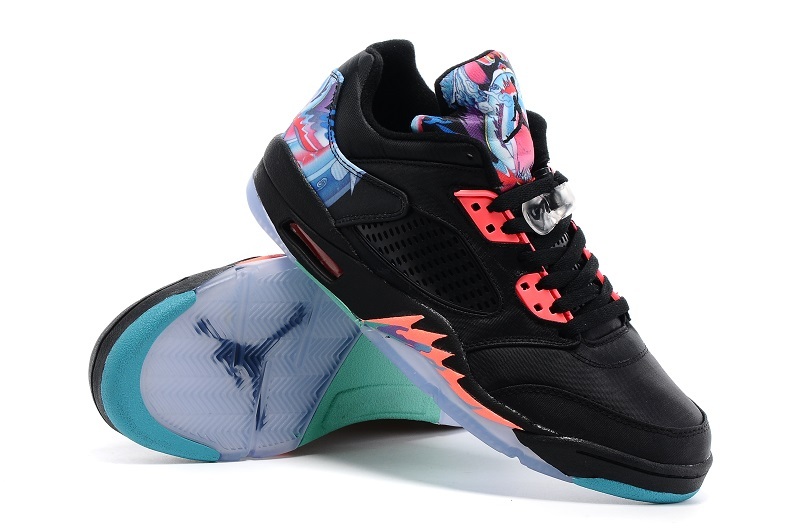 New Jordan 5 Low Black Redish Orange Shoes