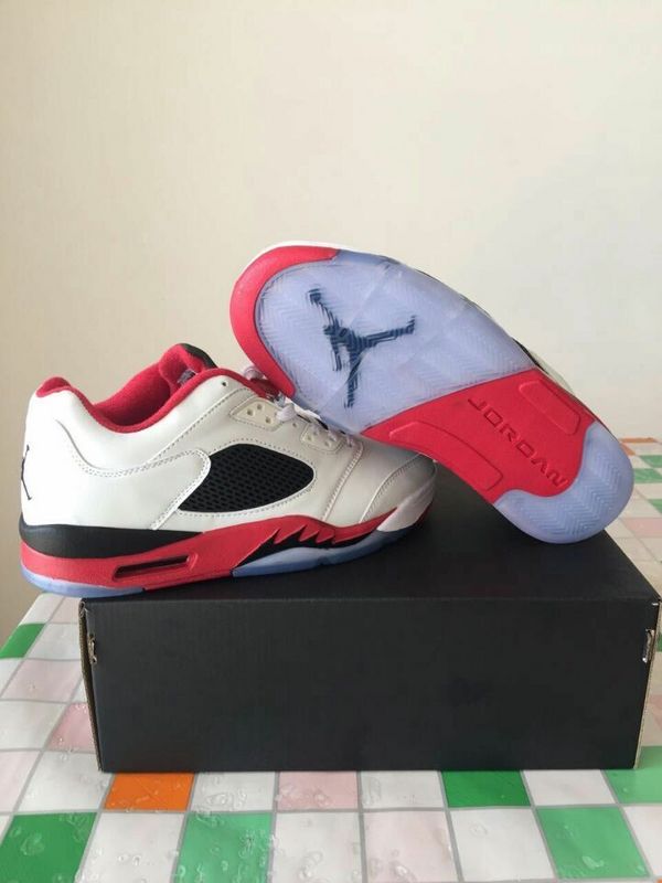 New Jordan 5 Low White Black Red