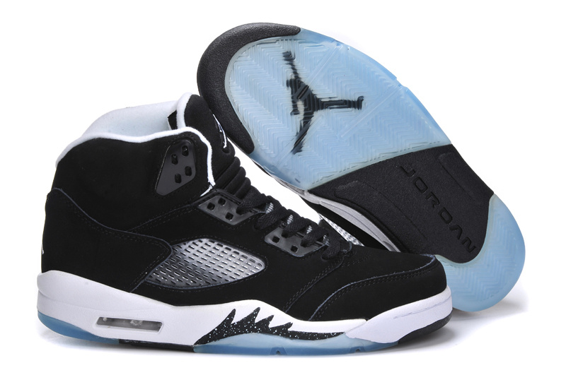 New Arrival Jordan 5 Retro Black White Shoes - Click Image to Close