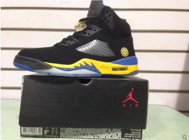 New Arrival Jordan 5 Retro Black Yellow Shoes - Click Image to Close