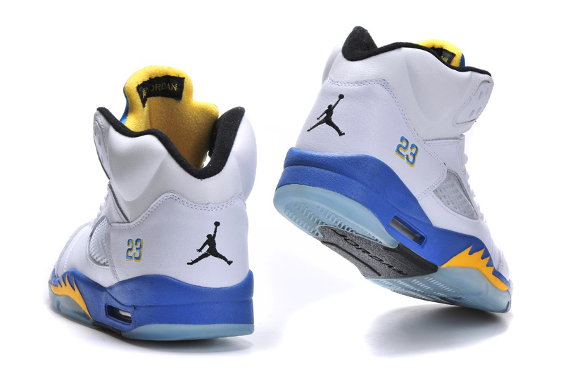 jordan retro 5 white blue yellow