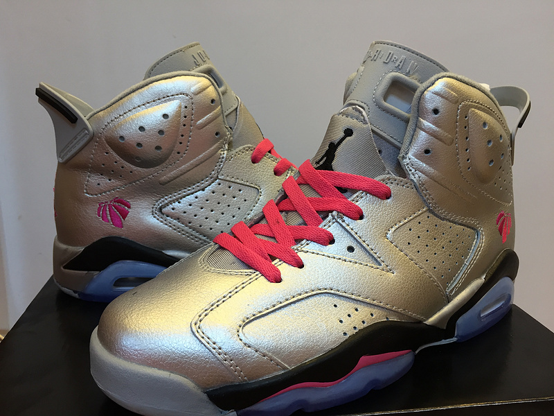 New Jordan 6 Retro Silver Red Black Shoes - Click Image to Close