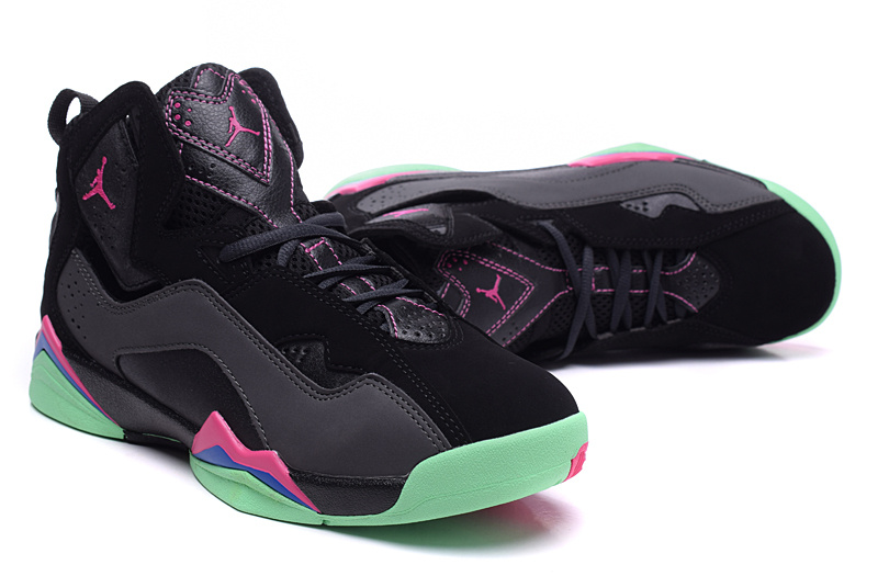 New Jordan 7 Black Pink Green Shoes For Women