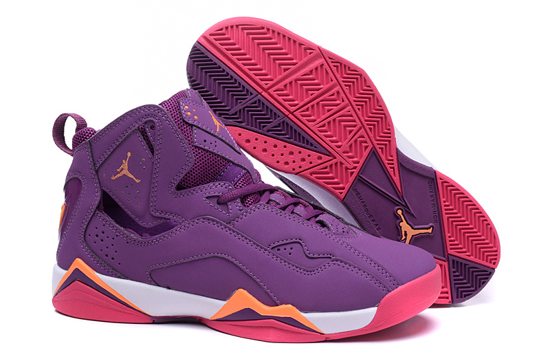 New Jordan 7 Purple Red Orange Shoes For Women - Click Image to Close