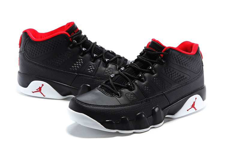 New Jordan 9 Low Black Red White - Click Image to Close