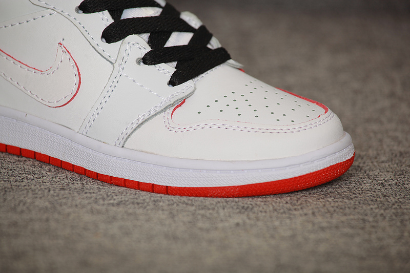 New Kids Air Jordan 1 White Red Shoes