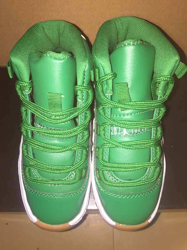 New Kids Air Jordan 11 All Green Shoes - Click Image to Close