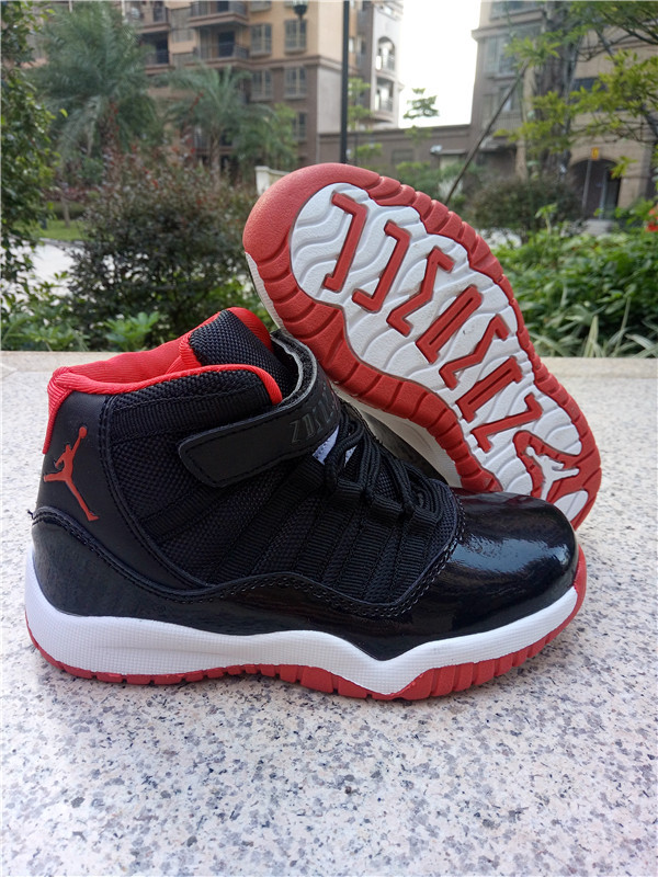 New Kids Air Jordan 11 Magic Black Red White Shoes