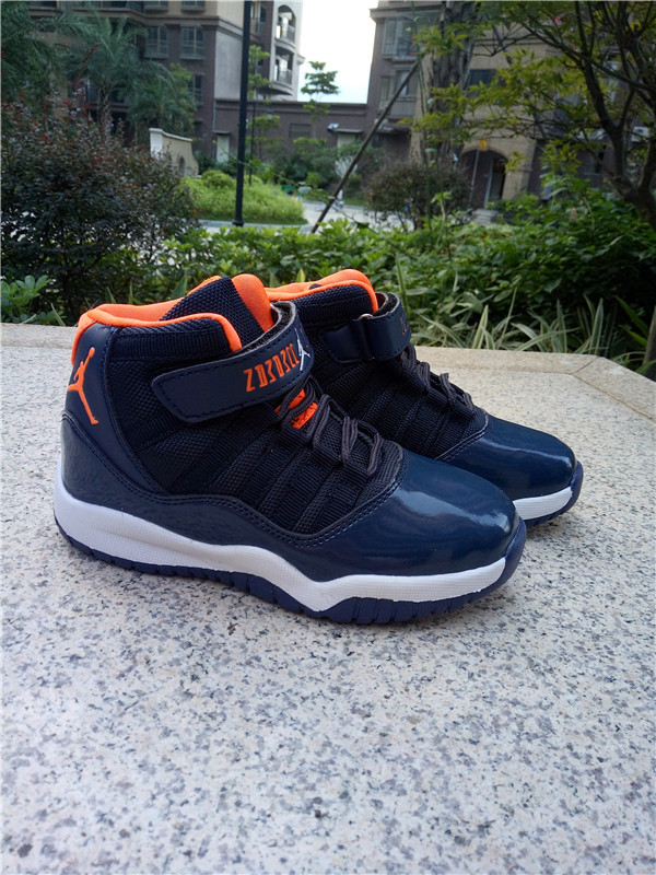 New Kids Air Jordan 11 Magic Blue Orange White Shoes - Click Image to Close