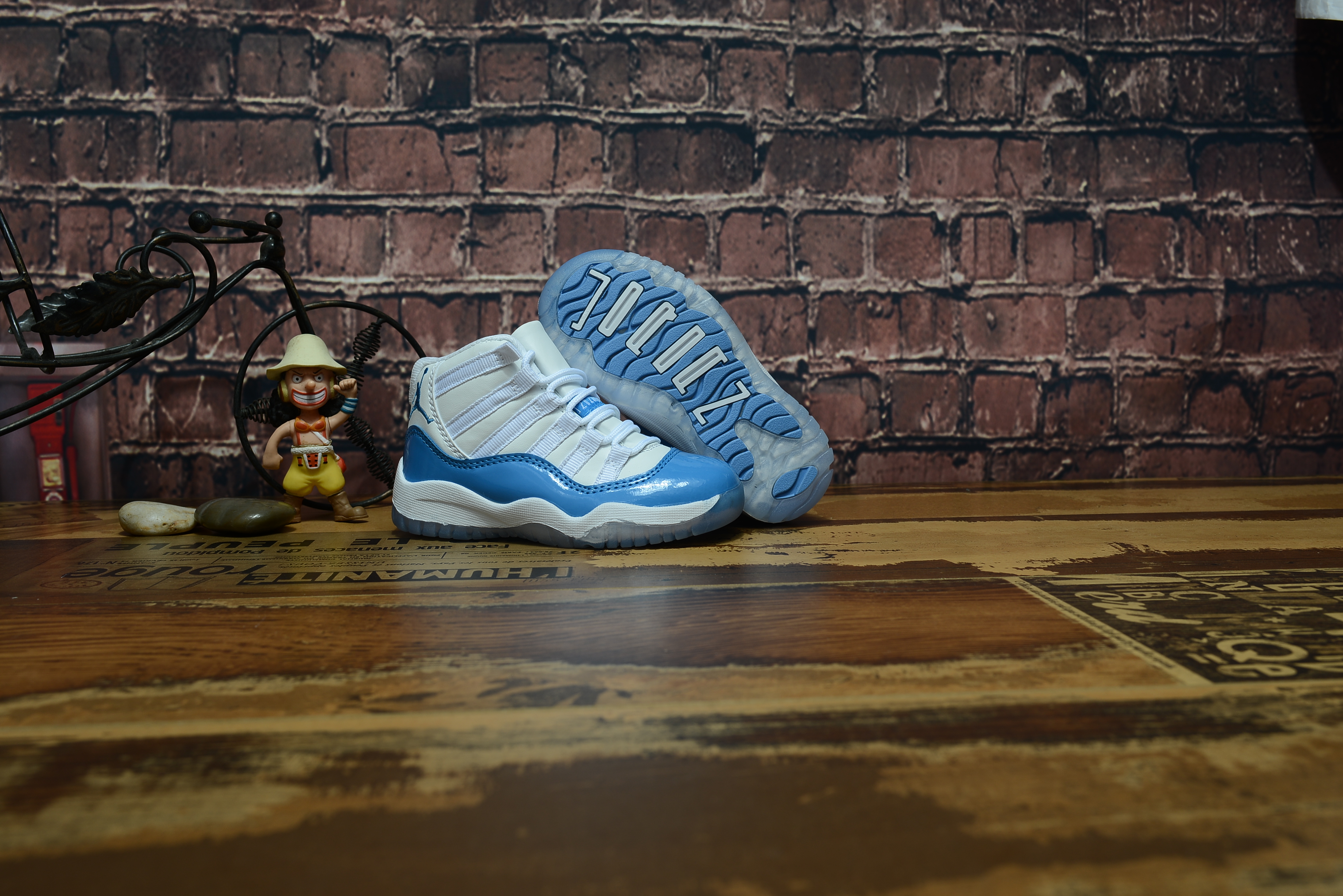 New Kids Air Jordan 11 White Light Blue Shoes - Click Image to Close