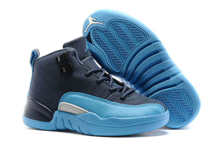 New Kids Air Jordan 12 Blue Shoes