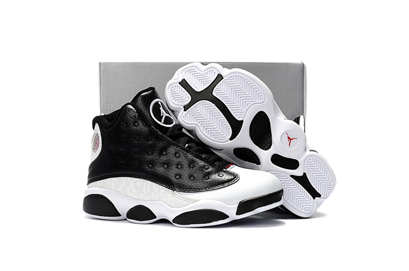 New Kids Air Jordan 13 Black White Shoes - Click Image to Close