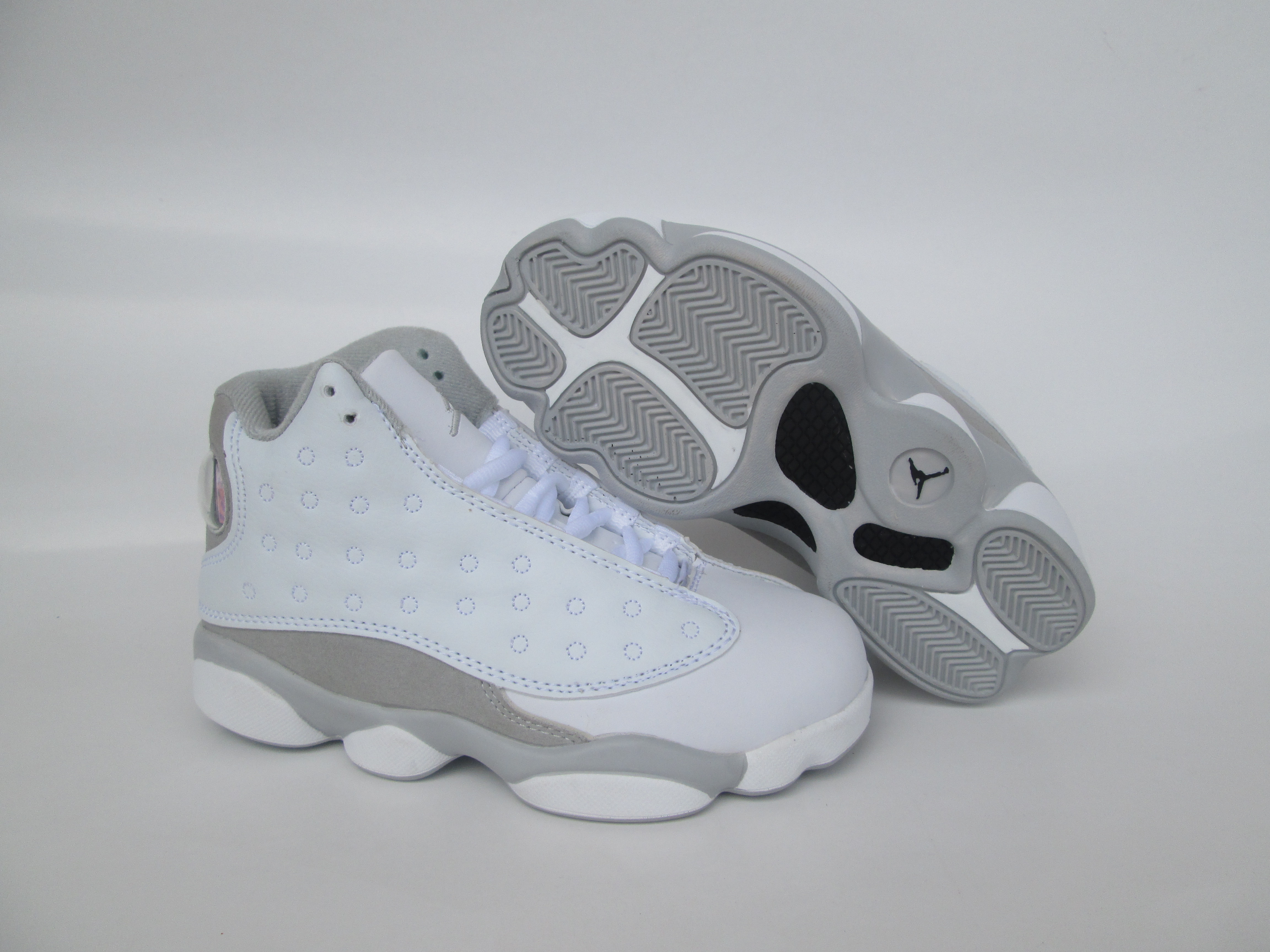 New Kids Air Jordan 13 White Grey Shoes