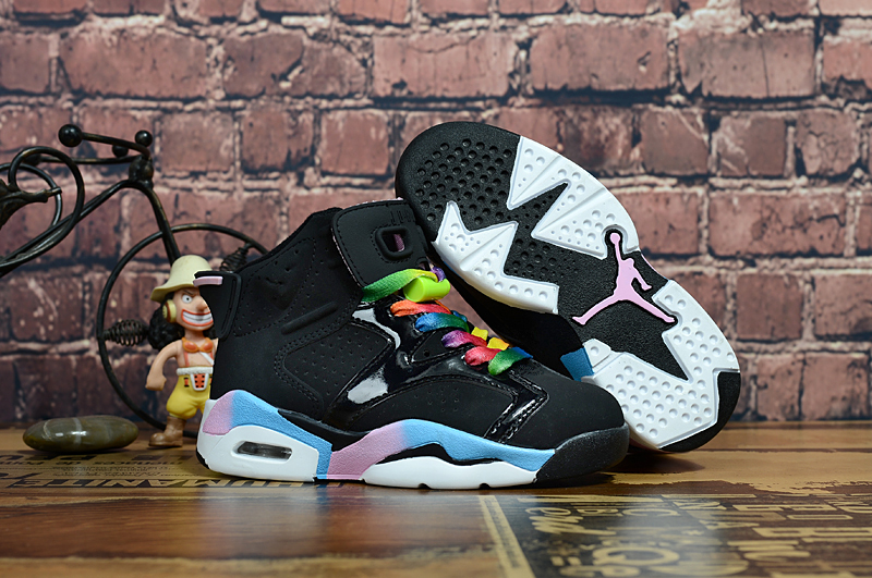 New Kids Air Jordan 6 Black Colorful