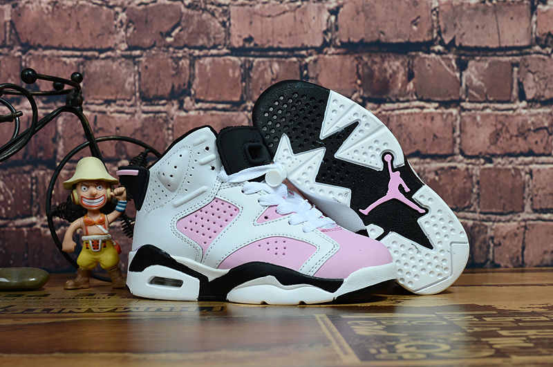 New Kids Air Jordan 6 Pink White Black - Click Image to Close