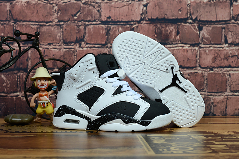 New Kids Air Jordan 6 White Black